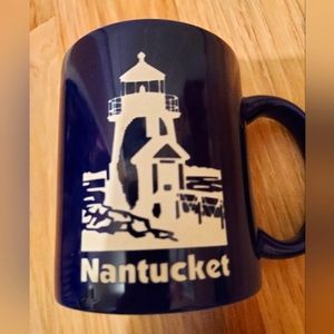 Nantucket Brant Point Lighthouse Cobalt Blue Ceramic Mug Travel